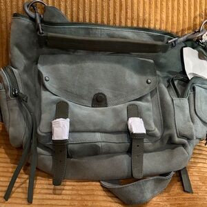 Free people Palermo suede shoulder bag in French green